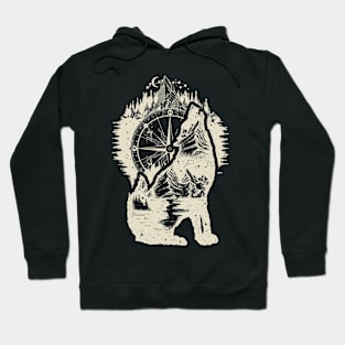 Wolf mountain and compass Hoodie